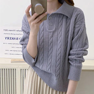 Cashmere loose pullover sweater lazy style knitted top