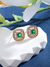 Load image into Gallery viewer, Colored Gemstone Light Luxury Niche Square Earrings
