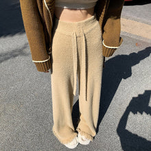 Load image into Gallery viewer, Thickened soft waxy mink velvet fringed knitted wide-leg pants
