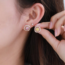 Load image into Gallery viewer, Colored Gemstone Light Luxury Niche Square Earrings
