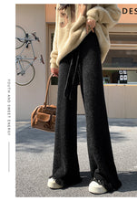 Load image into Gallery viewer, Thickened soft waxy mink velvet fringed knitted wide-leg pants
