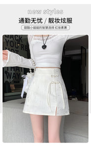 Chinese disc buckle jacquard thin country style short skirt A-line skirt