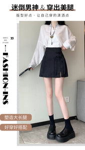 Chinese disc buckle jacquard thin country style short skirt A-line skirt