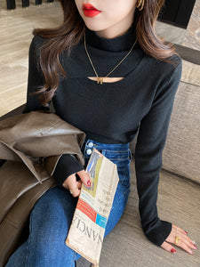 fashionable style high-end turtleneck knitted sweater