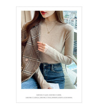 Load image into Gallery viewer, Knitted slim fit inner half turtleneck long-sleeved top bottoming shirt
