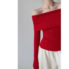 Load image into Gallery viewer, One-shoulder, tight-fitting off-shoulder sexy long-sleeved sweater
