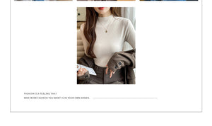 Knitted slim fit inner half turtleneck long-sleeved top bottoming shirt