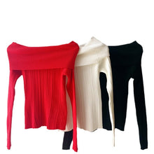 Load image into Gallery viewer, One-shoulder, tight-fitting off-shoulder sexy long-sleeved sweater
