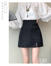 Load image into Gallery viewer, Chinese disc buckle jacquard thin country style short skirt A-line skirt
