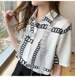 Handsome short-sleeved retro printed shirt with niche design