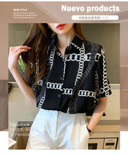 Load image into Gallery viewer, Handsome short-sleeved retro printed shirt with niche design
