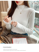 Load image into Gallery viewer, Knitted slim fit inner half turtleneck long-sleeved top bottoming shirt
