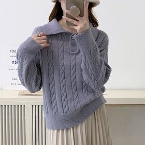 Cashmere loose pullover sweater lazy style knitted top