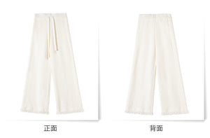 Thickened soft waxy mink velvet fringed knitted wide-leg pants