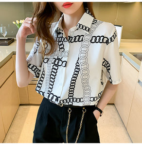 Handsome short-sleeved retro printed shirt with niche design