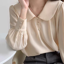 Load image into Gallery viewer, Designed doll collar retro puff sleeve versatile and comfortable top
