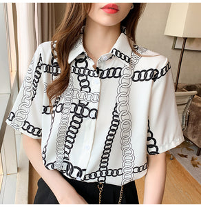 Handsome short-sleeved retro printed shirt with niche design