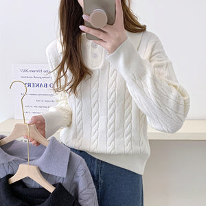 Cashmere loose pullover sweater lazy style knitted top