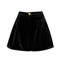 Load image into Gallery viewer, Gold velvet retro wide-leg a-line versatile high-waisted slimming shorts
