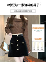 Load image into Gallery viewer, Niche A-line high-waisted slimming half-length corduroy skirt
