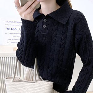 Cashmere loose pullover sweater lazy style knitted top