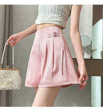 Load image into Gallery viewer, Retro jacquard high-waisted wide-leg slimming short A-line pants
