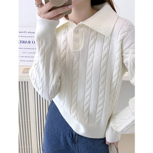 Cashmere loose pullover sweater lazy style knitted top