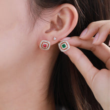 Load image into Gallery viewer, Colored Gemstone Light Luxury Niche Square Earrings
