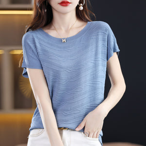 Round neck Tencel short-sleeved T-shirt