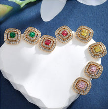 Load image into Gallery viewer, Colored Gemstone Light Luxury Niche Square Earrings
