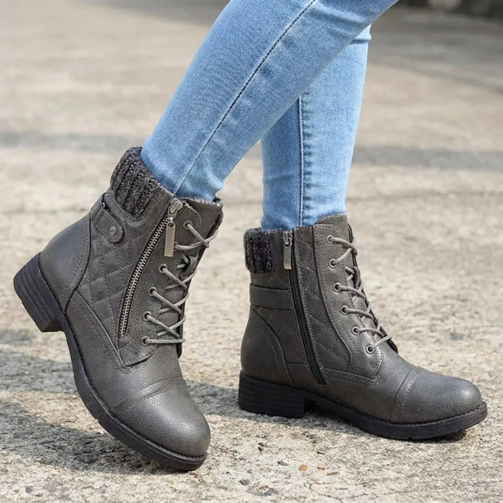 Abigail | Cozy Quilted Lace-Up Combat Boots Women