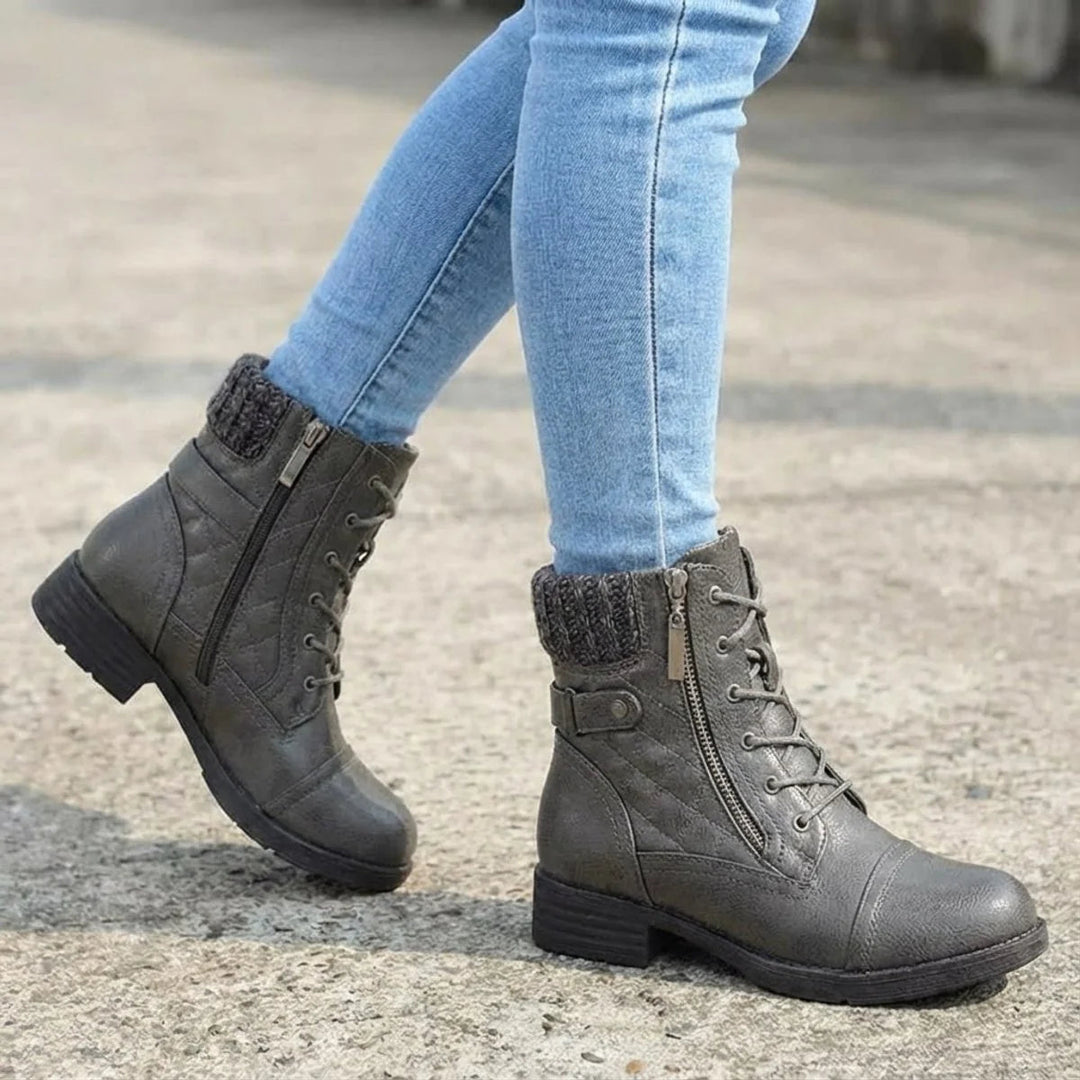 Abigail | Cozy Quilted Lace-Up Combat Boots Women