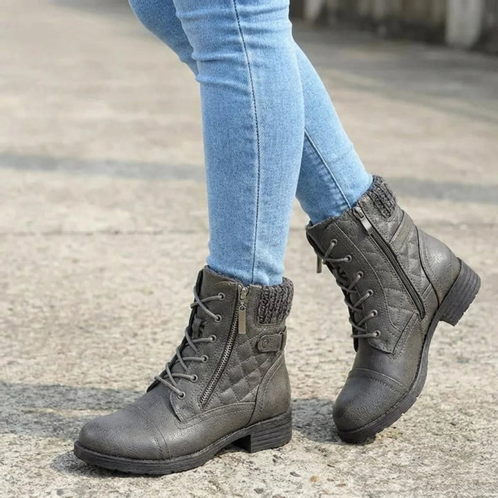 Abigail | Cozy Quilted Lace-Up Combat Boots Women