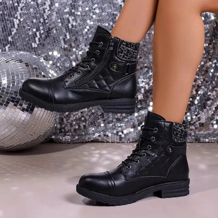 Abigail | Cozy Quilted Lace-Up Combat Boots Women