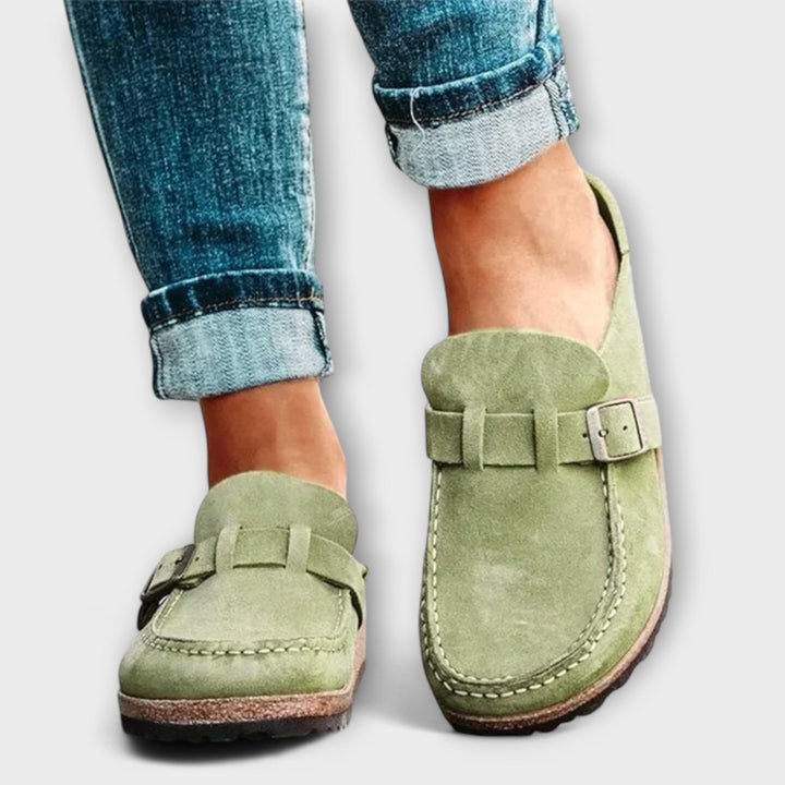 Abigail | Polished Orthopedic Buckle Moccasin Slippers