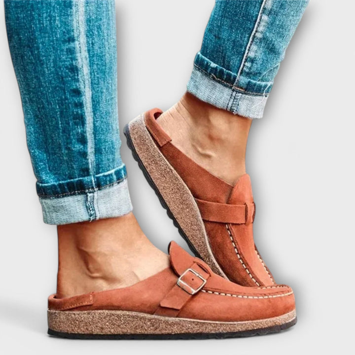 Abigail | Polished Orthopedic Buckle Moccasin Slippers