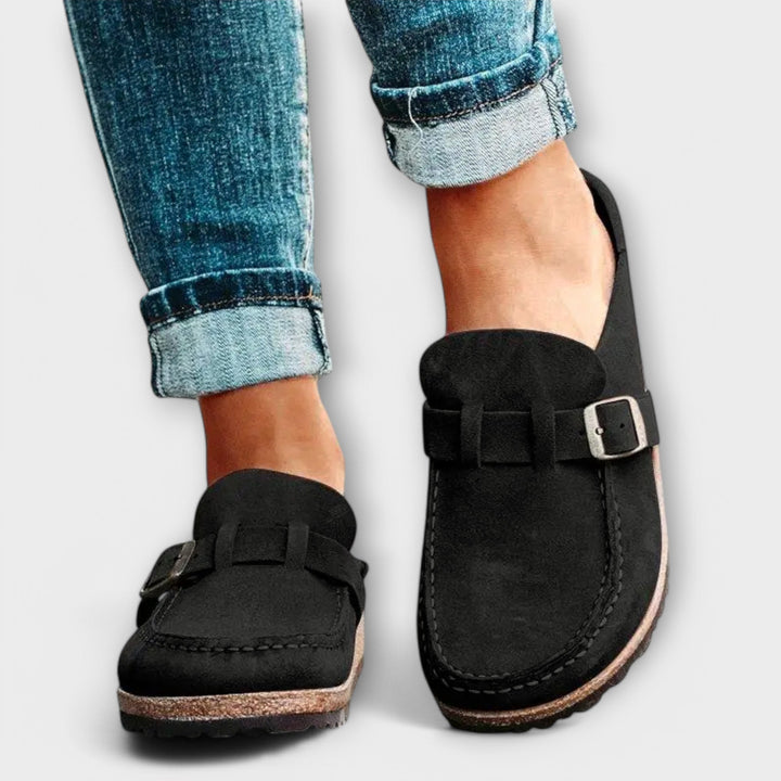 Abigail | Polished Orthopedic Buckle Moccasin Slippers
