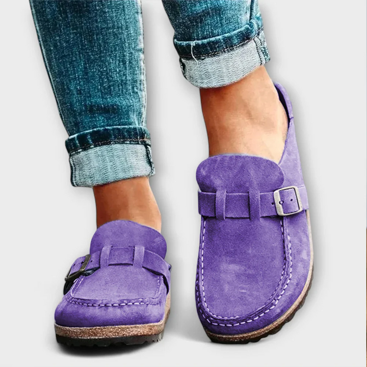 Abigail | Polished Orthopedic Buckle Moccasin Slippers