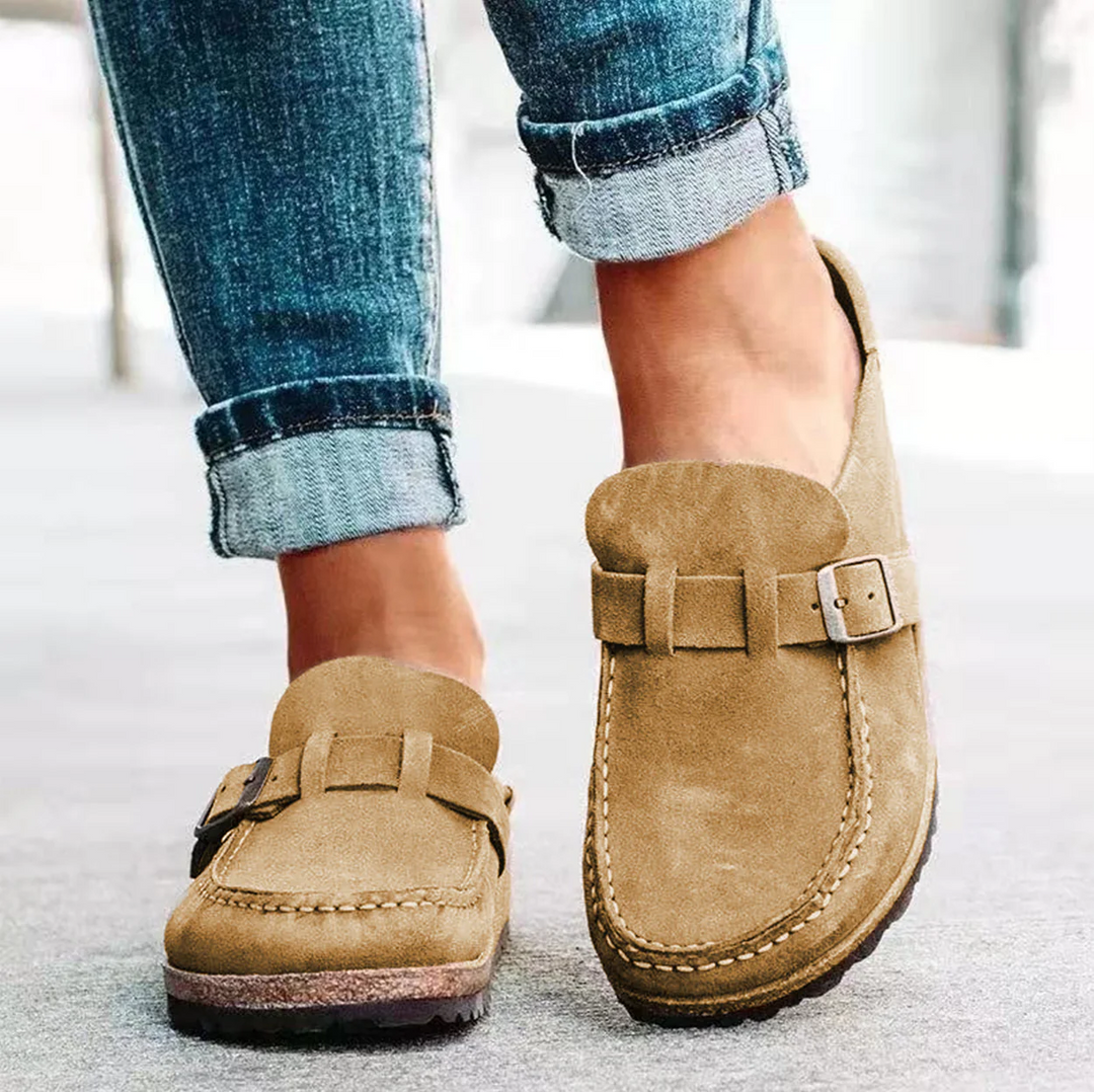 Abigail | Polished Orthopedic Buckle Moccasin Slippers