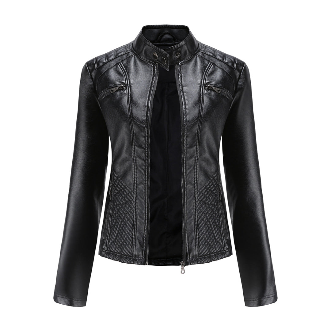 Abigail | Relaxed Quilted Leather Bomber Jacket with Zip Closure