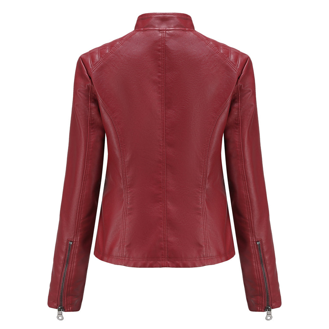 Abigail | Relaxed Quilted Leather Bomber Jacket with Zip Closure