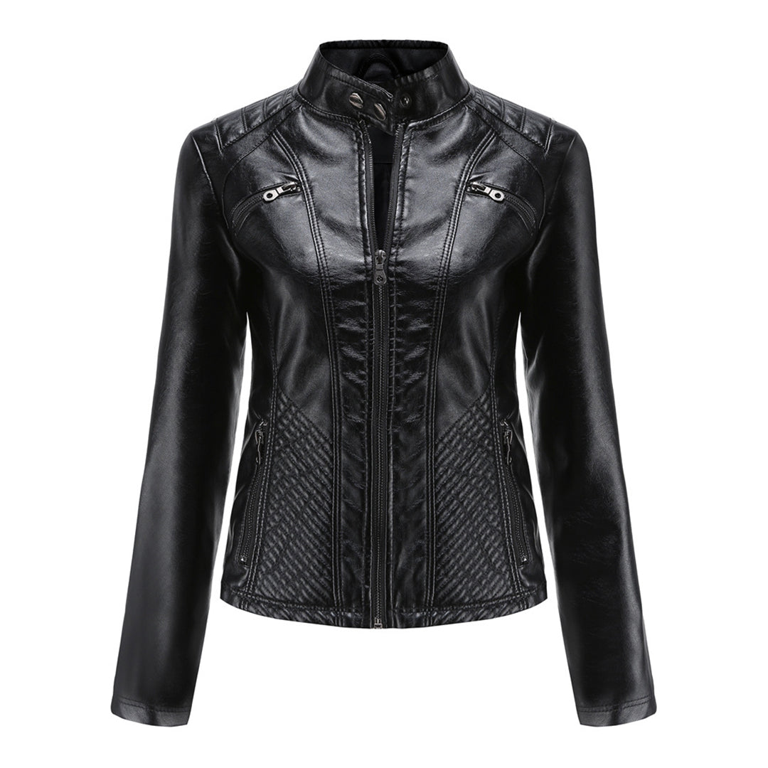 Abigail | Relaxed Quilted Leather Bomber Jacket with Zip Closure