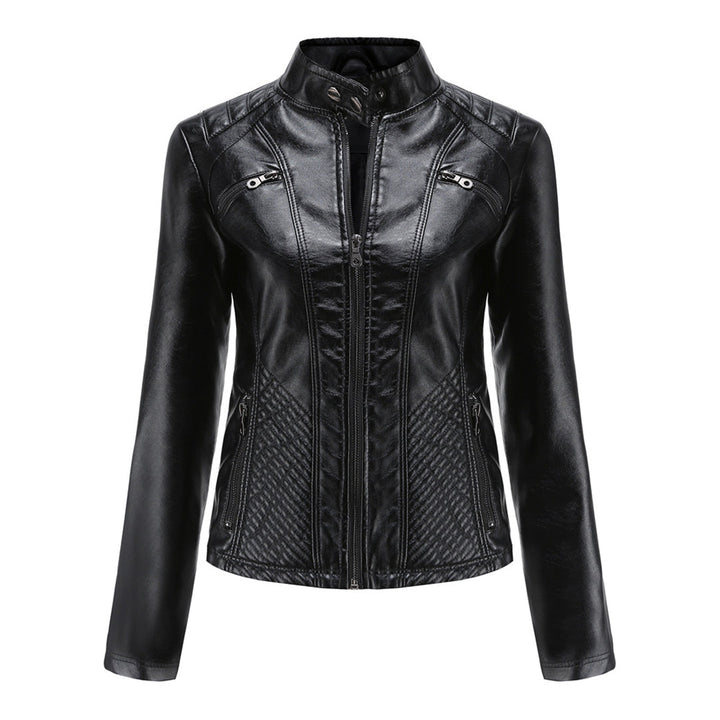 Abigail | Relaxed Quilted Leather Bomber Jacket with Zip Closure