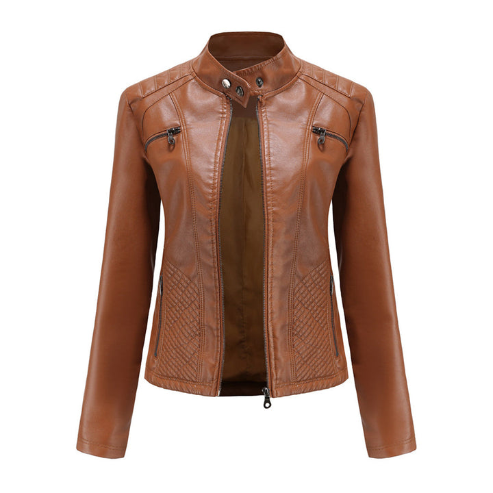 Abigail | Relaxed Quilted Leather Bomber Jacket with Zip Closure
