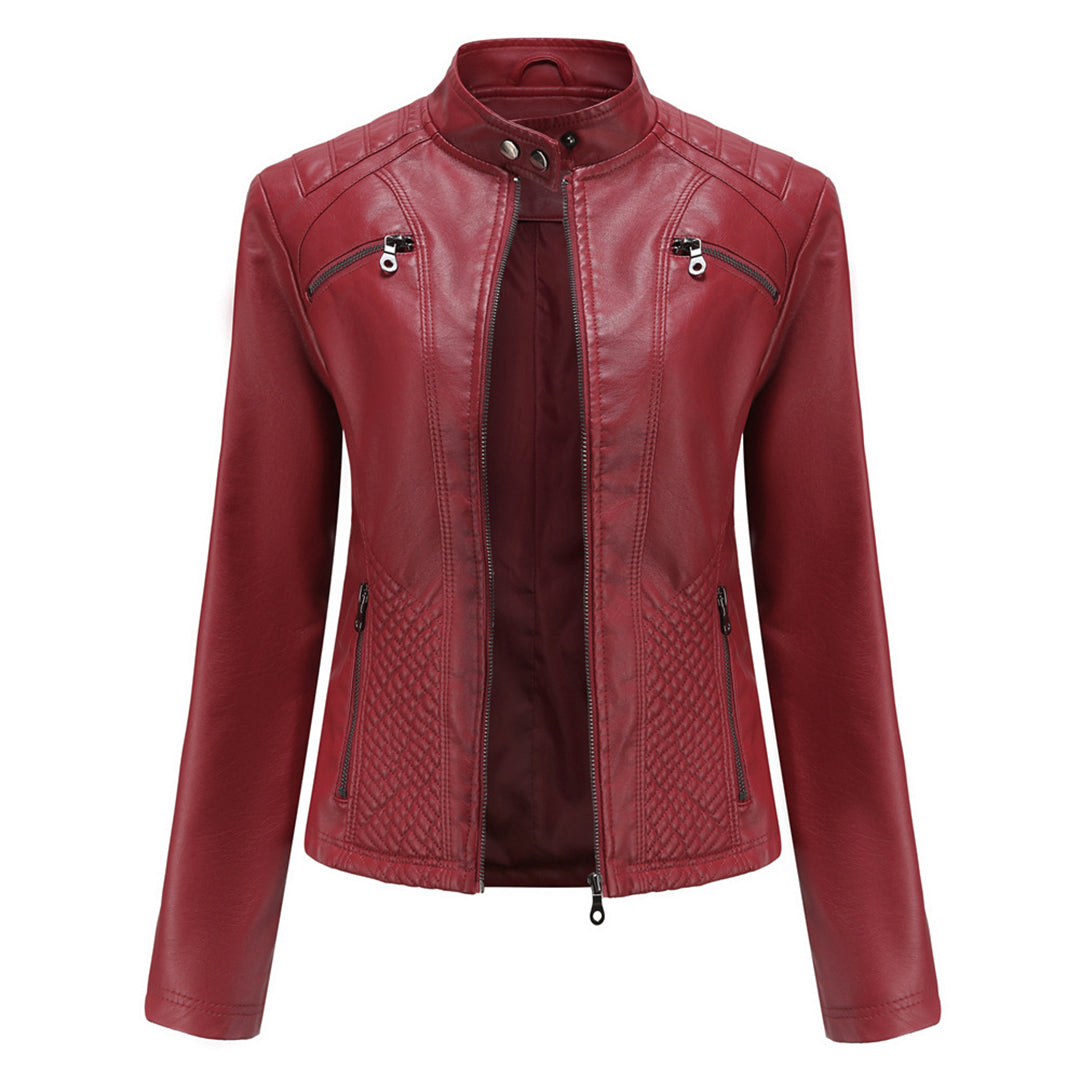 Abigail | Relaxed Quilted Leather Bomber Jacket with Zip Closure
