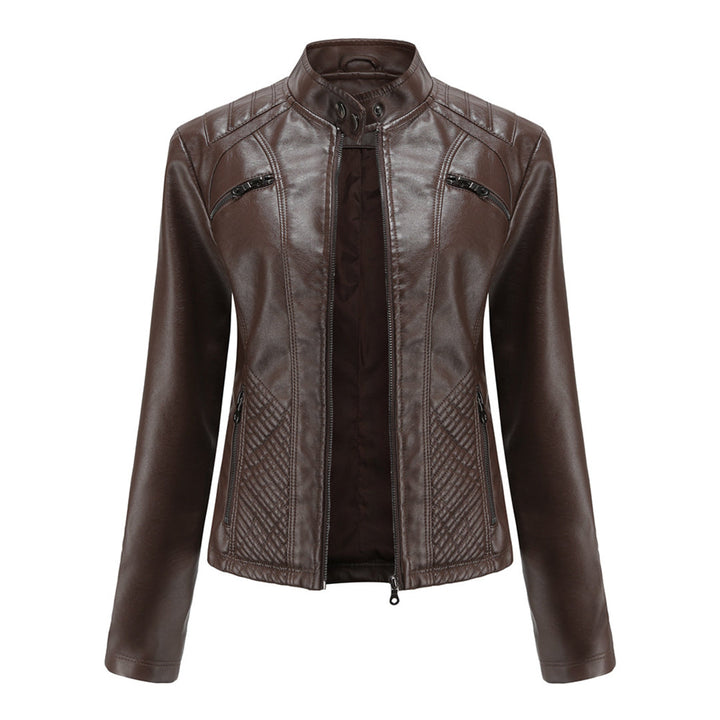Abigail | Relaxed Quilted Leather Bomber Jacket with Zip Closure