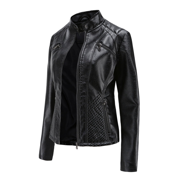 Abigail | Relaxed Quilted Leather Bomber Jacket with Zip Closure