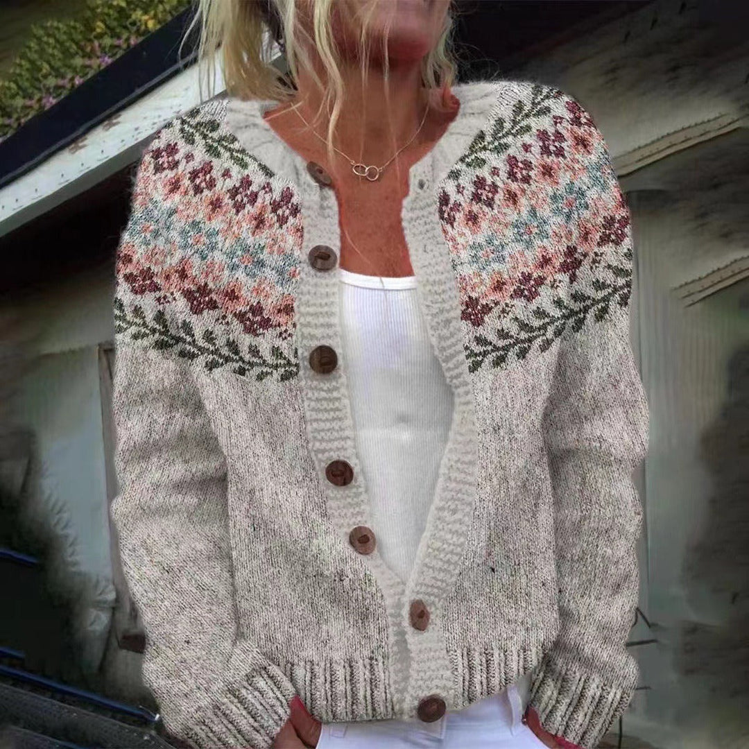 Abigail | Sophisticated Button Front Fair Isle Cardigan Womens