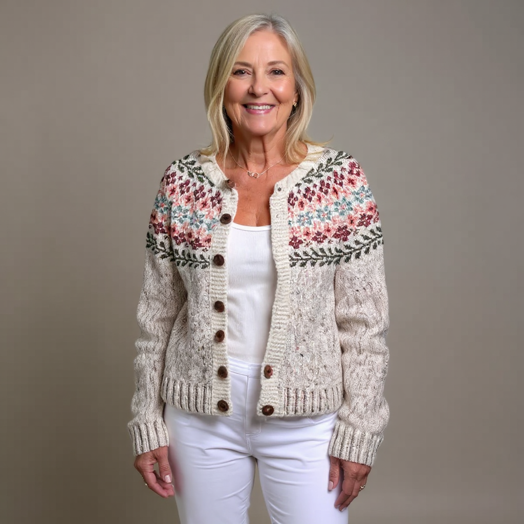 Abigail | Sophisticated Button Front Fair Isle Cardigan Womens
