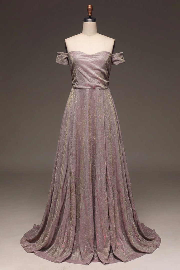 Abigail | Timeless Off-Shoulder Glitter A-Line Holiday Dress